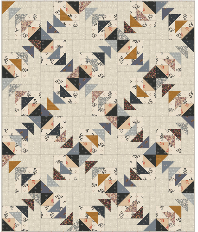 Chicago Geese Moody Blues Quilt Kit by Sharon Holland for Art Gallery Fabrics