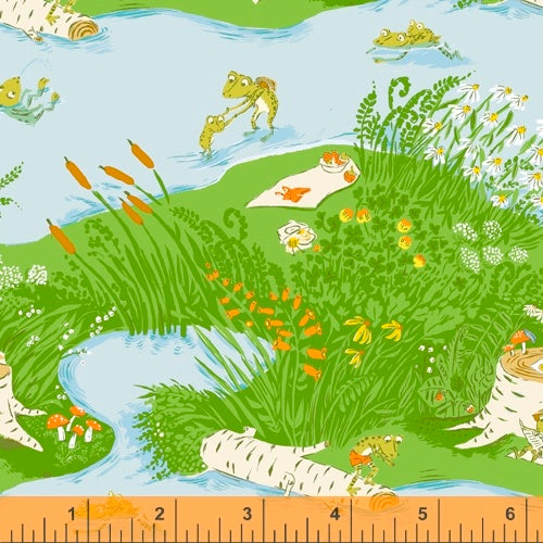 Blue Frog Pond 20th Anniversary by Heather Ross for Windham Fabrics