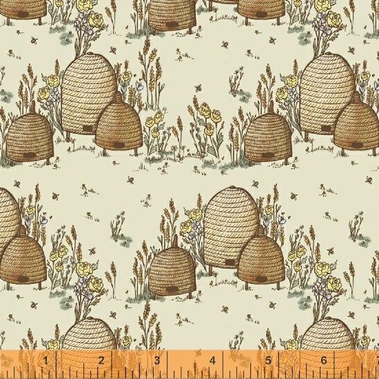 Tell the Bees Beehive Cream by Hackney and Co for Windham Fabrics