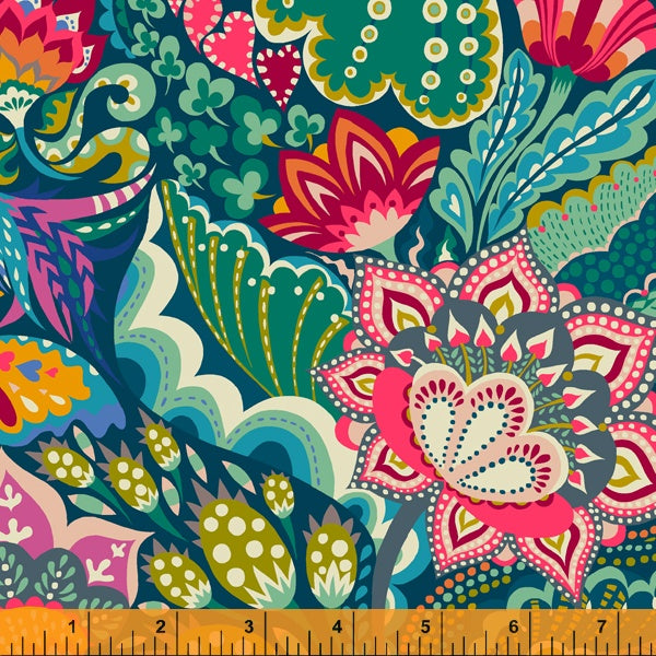 Florissimo Dark Blue from Eden by Sally Kelly for Windham Fabrics