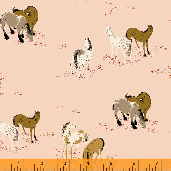 Horse Field Dusty Pink from West Hill by Heather Ross for Windham Fabrics
