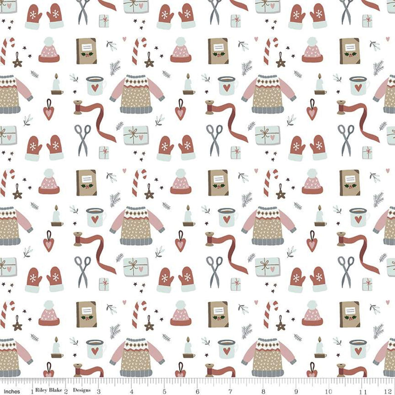 Warm Wishes Winter Wear White by Simple Simon for Riley Blake