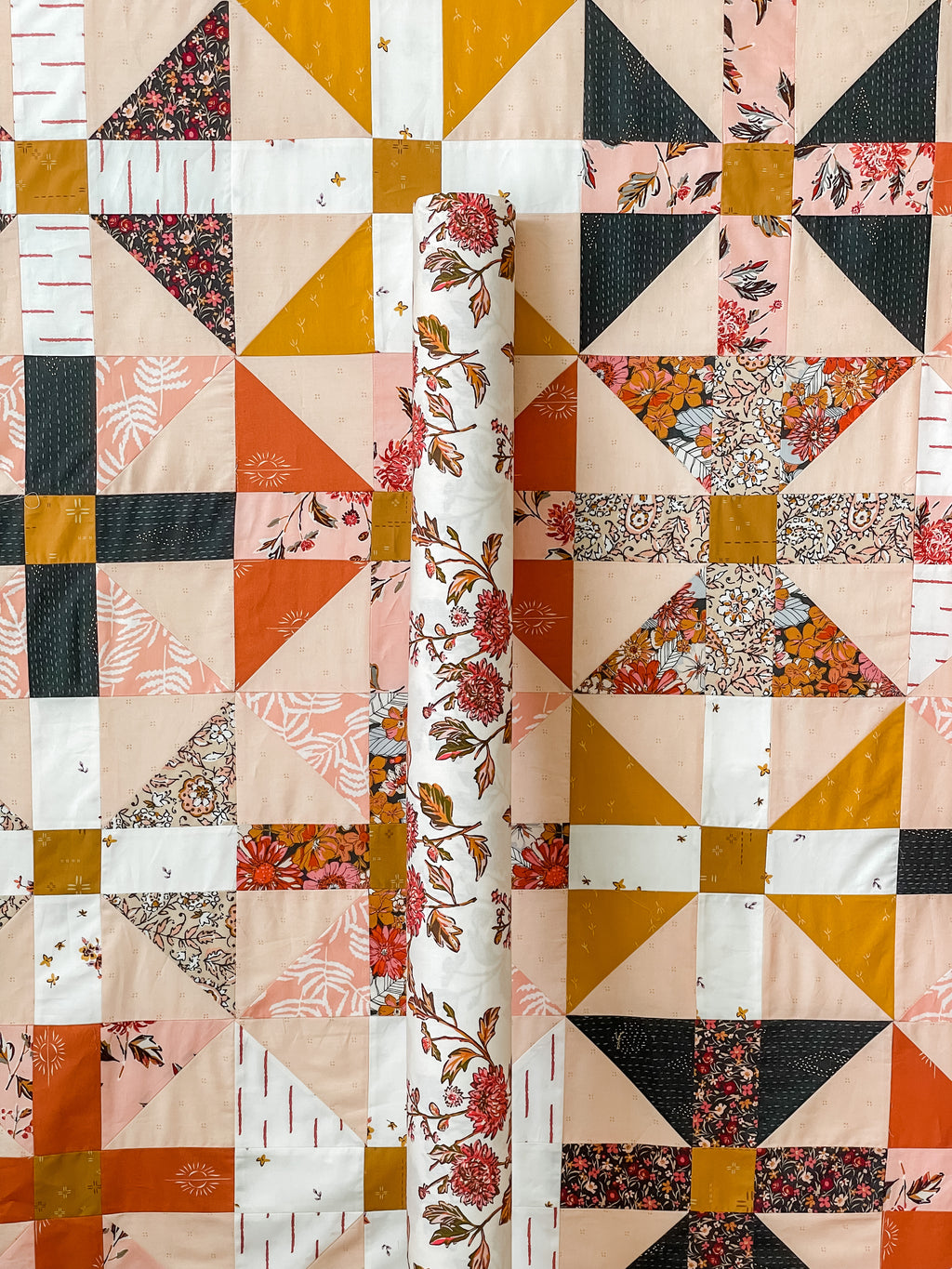 Cut Flowers Fortune Backing for Busy Bee Quilt Kit by Sharon Holland
